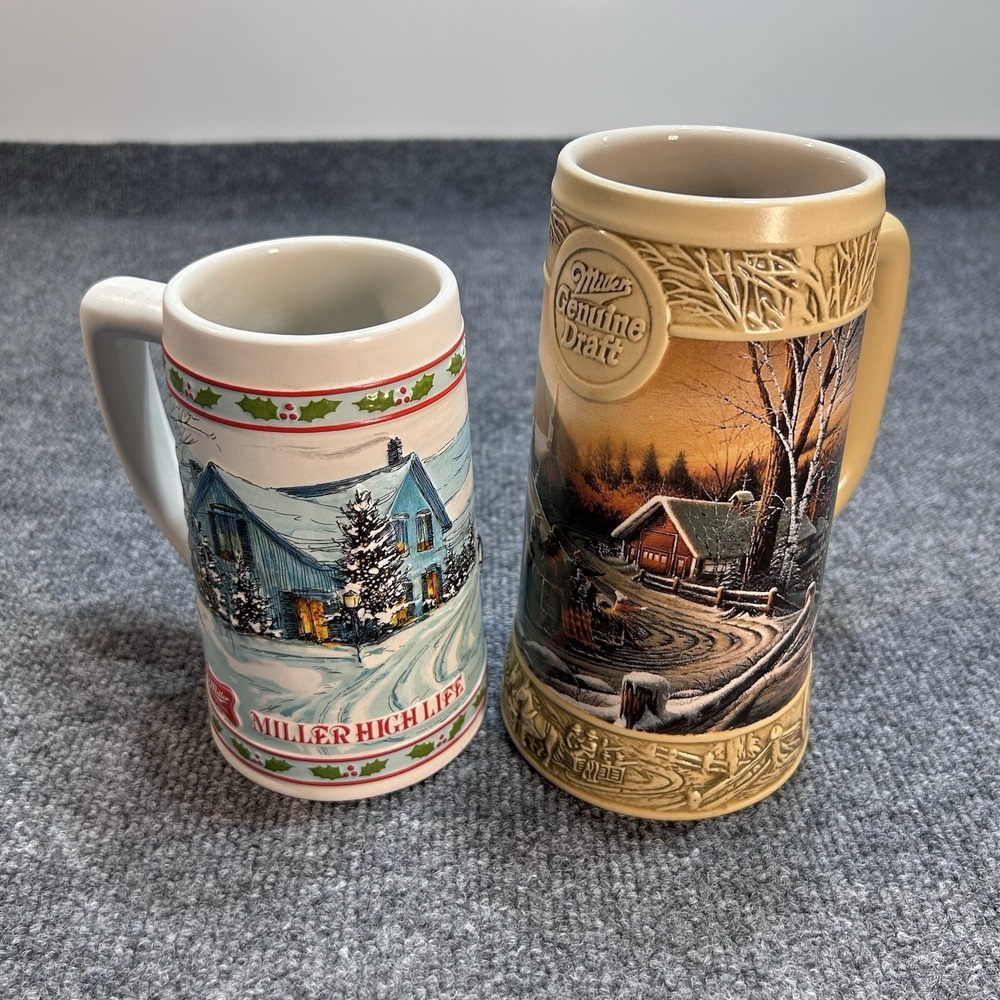 Pair Of Vintage Collectible Miller Brewing Company Beer Steins